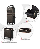 Byootique Rolling Makeup Train Case Lockable Cosmetic Storage Trolley Black