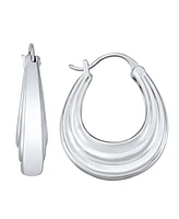 And Now This Silver Plated or 18k Gold Plated Brass Oval Textured Hoop Earring