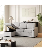 85.8" Convertible Sofa Bed with Storage