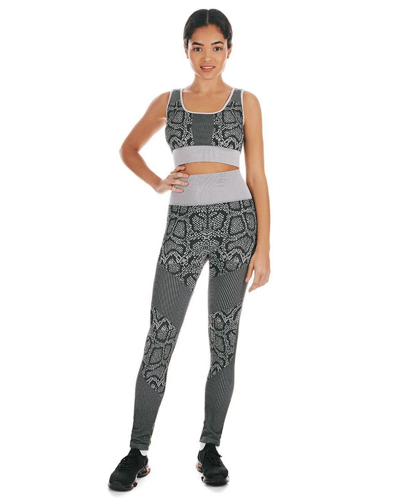 MeMoi Women's Seamless Jacquard 4-Way Stretch Legging