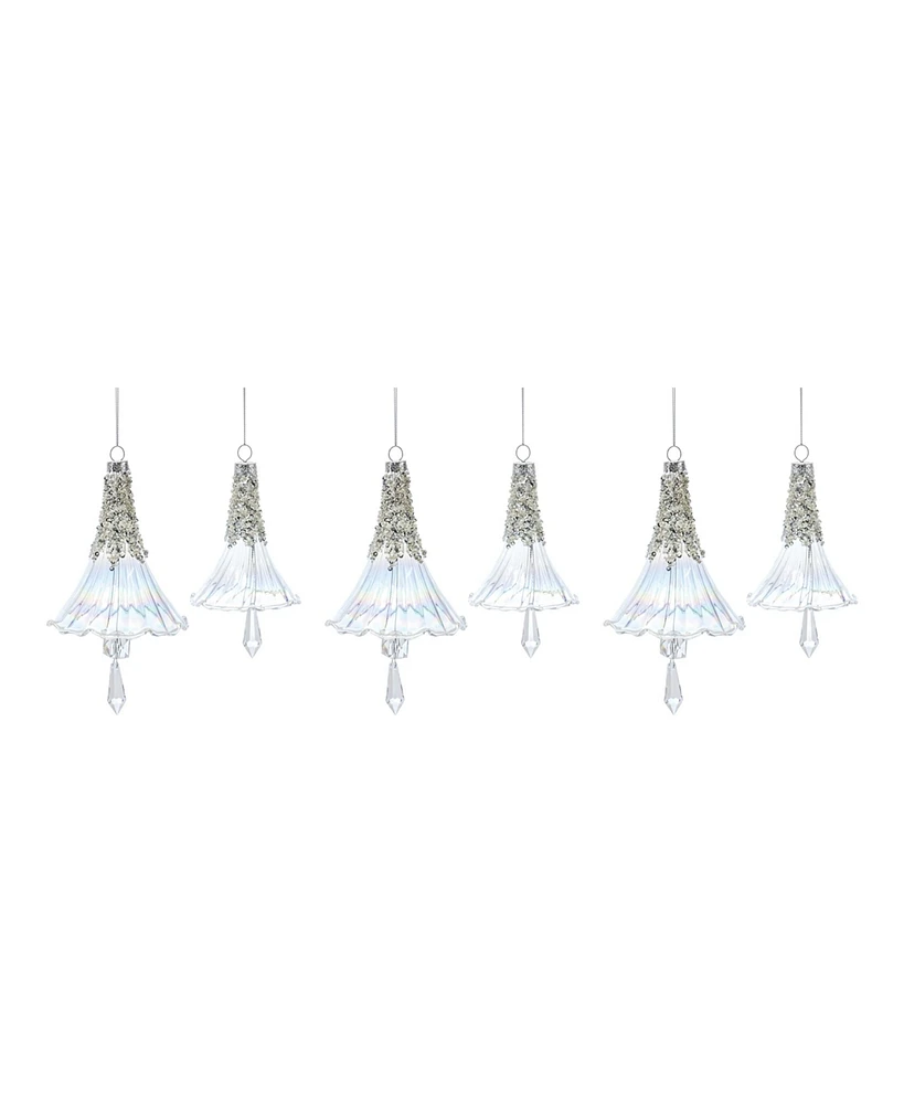 Slickblue Beaded Irredescent Glass Bell Ornament (Set of 6)