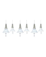 Slickblue Beaded Irredescent Glass Bell Ornament (Set of 6)