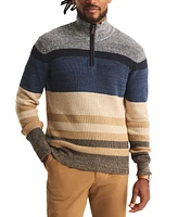 Nautica Men's Long Sleeve Striped Quarter-Zip Sweater