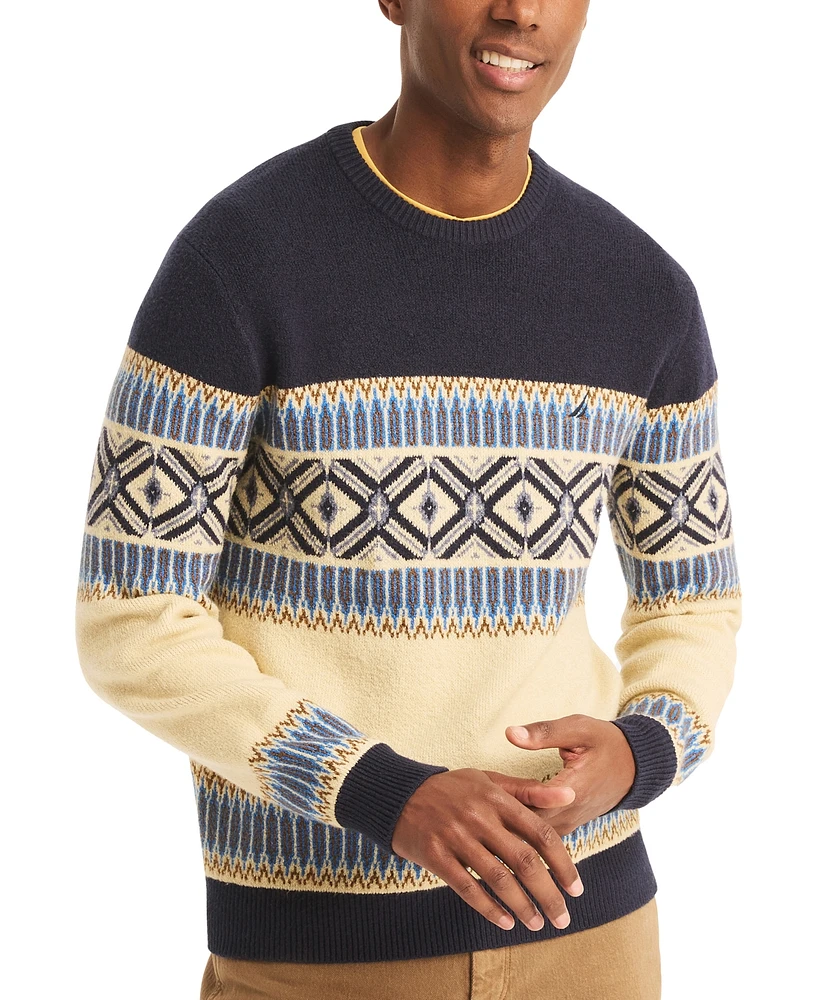 Nautica Men's Long Sleeve Fair Isle Crewneck Sweater