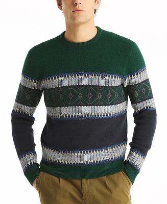 Nautica Men's Long Sleeve Fair Isle Crewneck Sweater