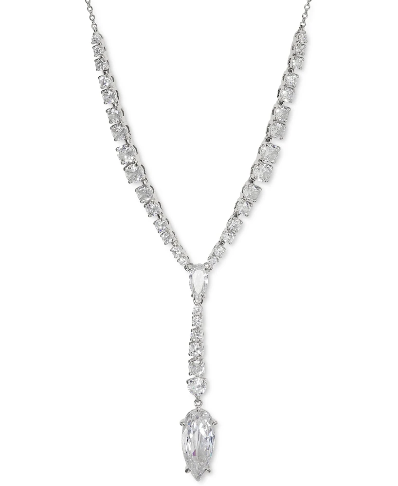 Eliot Danori Rhodium-Plated Cubic Zirconia Lariat Necklace, 16" + 2" extender, Created for Macy's