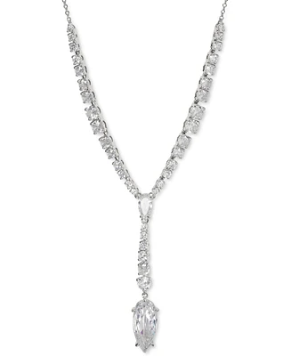 Eliot Danori Rhodium-Plated Cubic Zirconia Lariat Necklace, 16" + 2" extender, Created for Macy's