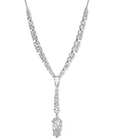 Eliot Danori Rhodium-Plated Cubic Zirconia Lariat Necklace, 16" + 2" extender, Created for Macy's