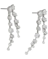 Eliot Danori Rhodium-Plated Cubic Zirconia Double-Row Linear Drop Earrings, Created for Macy's