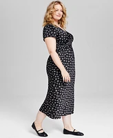 And Now This Trendy Plus Lace-Trim Floral Midi Dress, Created for Macy's