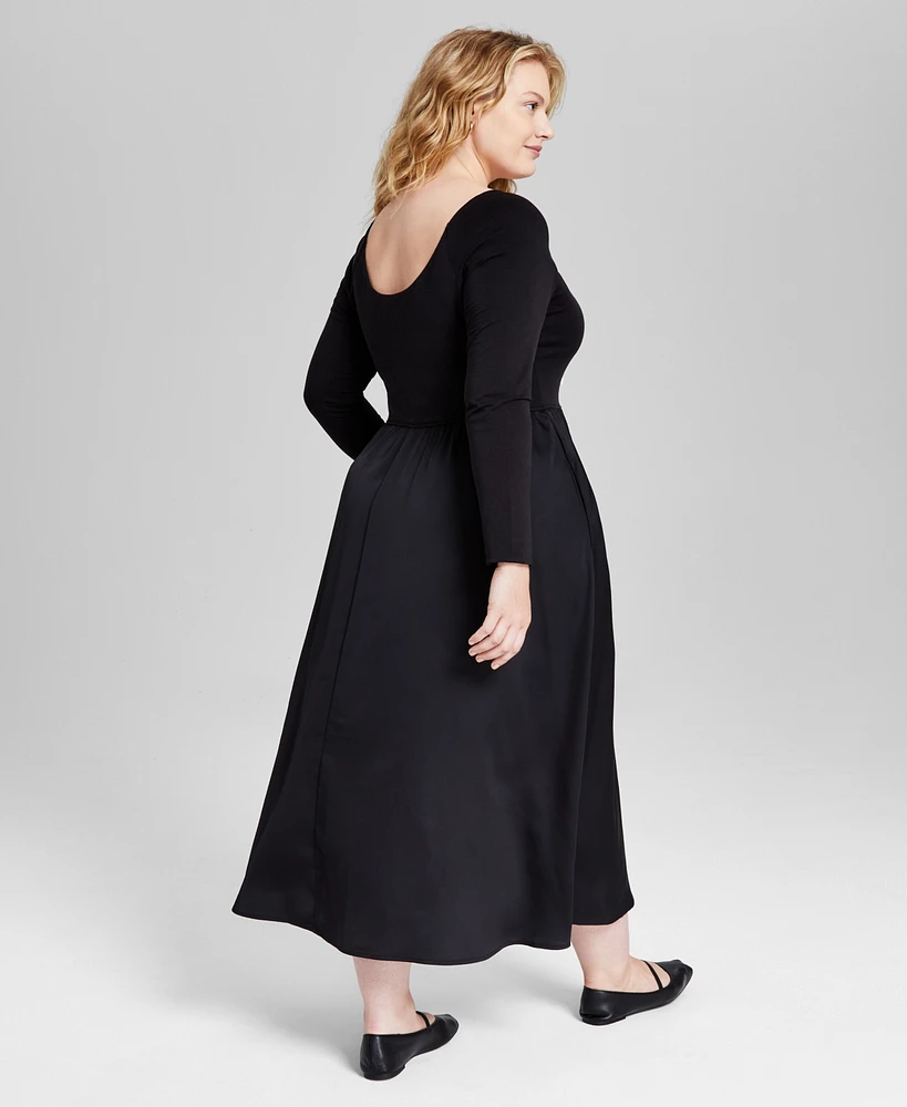 And Now This Trendy Plus Mixed-Media Midi Dress, Created for Macy's