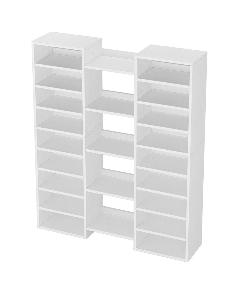 Tribesigns 14-Tier Shoe Rack, Freestanding Tall Shoe Shelf, White Wooden Shoe Storage Cabinet with 22 Open Cubbies, 46 Pairs Wide Entryway Shoe Organi