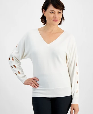 Jm Collection Women's Cutout-Sleeve Dolman Sweater, Created for Macy's