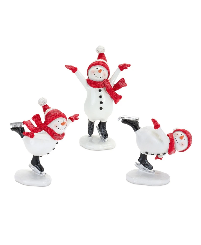 Slickblue Set of 3 Snowman on Skates Figurines