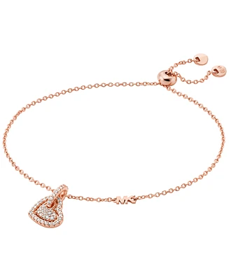 Michael Kors Sterling Silver Pave Heart Charm Bracelet