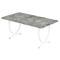 Tribesigns Rectangular Dining Table for 4, 63 Inches Modern Kitchen with Faux Marble Top and Metal Legs Room,
