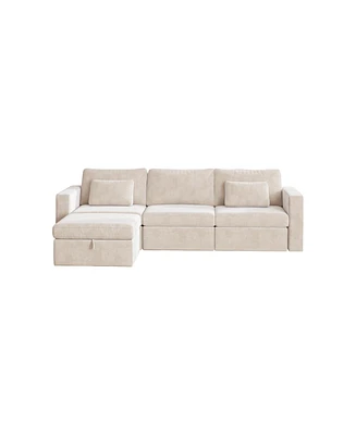 Simplie Fun Luxurious Velvet U-Shape Sectional Sofa with Storage