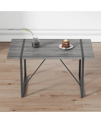 Simplie Fun Industrial Mdf Dining Table with Black Metal Legs