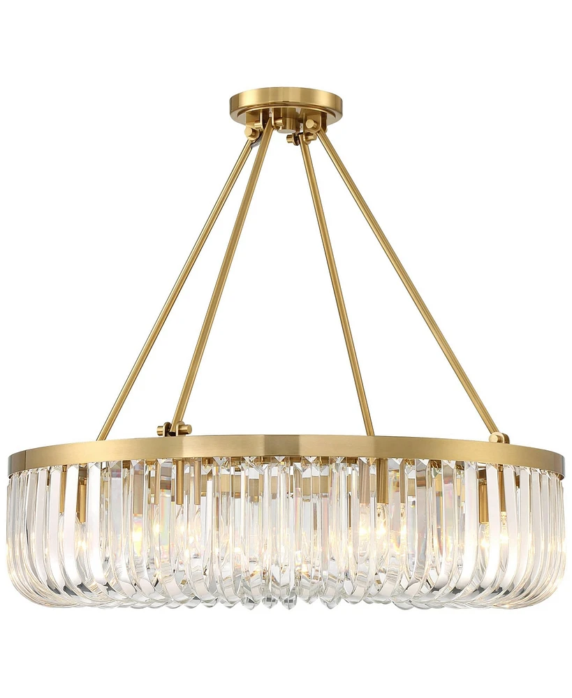 Possini Euro Design Jenna Modern Glam Ceiling Light Semi Flush-Mount Fixture 28" Soft Gold Metal 8