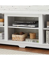 Streamdale Furniture Versatile 64.8'' White Farmhouse Tv Stand with Cable Management and Adjustable Shelves