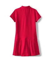 Lands' End Little Girls Short Sleeve Mesh Pleated Polo Dress