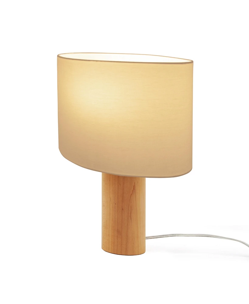 Mia 15.75" Midcentury Led Table Lamp with Maple Wood Base