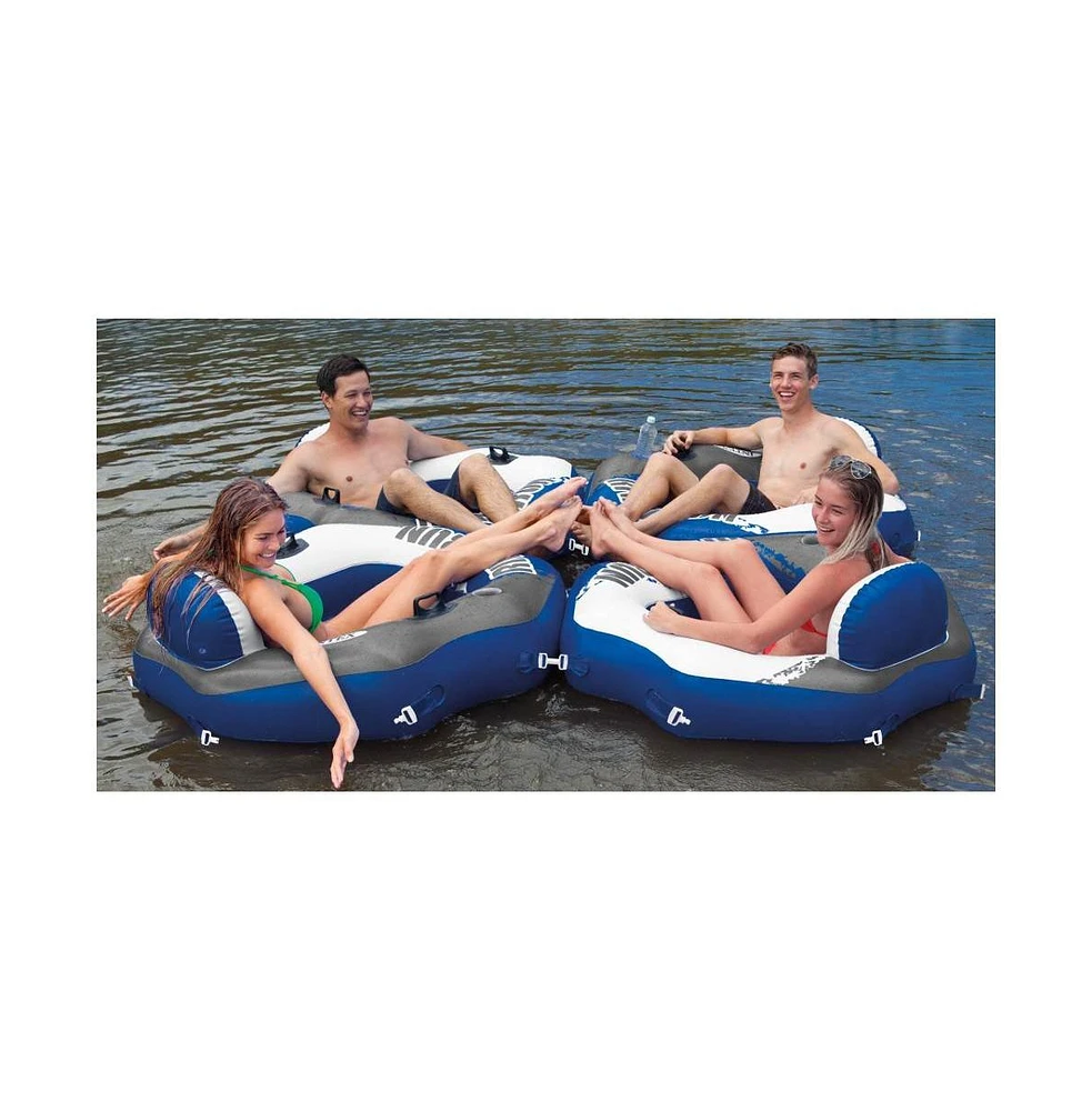 Intex River Run Connect Inflatable Tube (2 Pack) & Mega Chill Ii Beverage Float