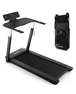 Slickblue 3HP Folding Treadmill with Adjustable Height and App Control-Black