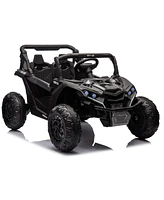 Streamdale Furniture 24V Kids Utv w/Remote, 4-Wheel Suspension, Anti-Collision Bar, Storage, Music, Bluetooth