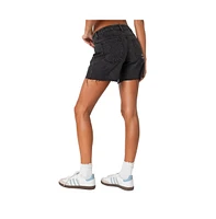 Edikted Women's Tomboy low rise denim shorts - Black