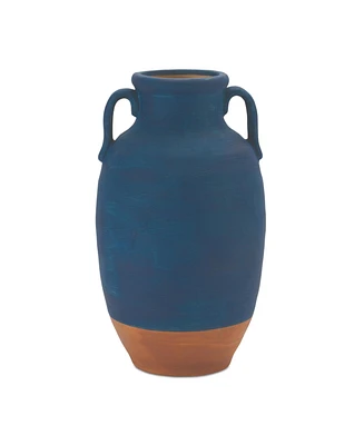 Slickblue Ceramic Urn Vase Featuring Terra Cotta Accent