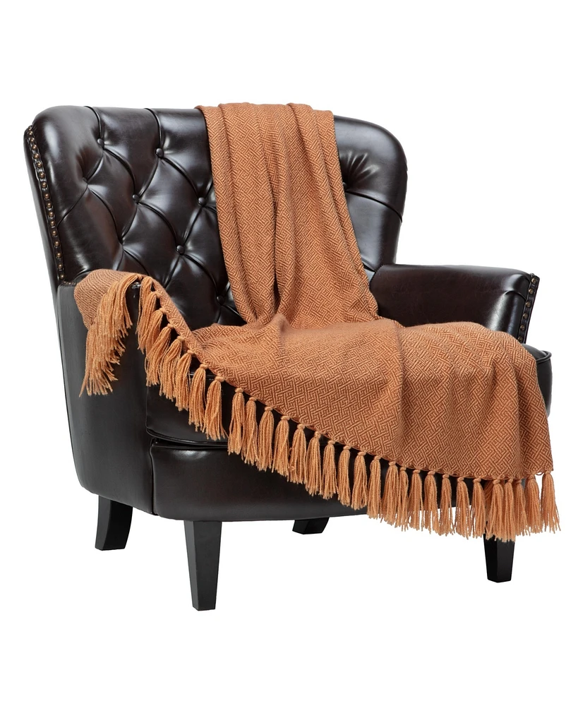 Chanasya Premium Mini Maze Super Soft Acrylic Throw Blanket With Tassels