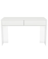 Tribesigns Makeup Vanity Desk with 2 Drawers, Modern White Computer Desk with Acrylic Legs, Vanity Dressing Table for Bedroom (without Mirror)