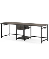 Tribesigns 79 Inch Extra Long Desk, Double Desk with 2 Drawers, Two Person Computer Storage Shelves, Writing Table Study for