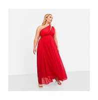 Rebdolls Plus Georgia Chiffon One Shoulder Maxi A Line Dress