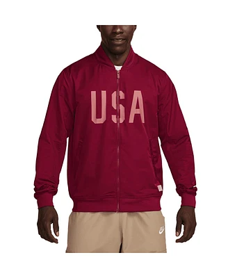 Nike Men's Red Usmnt Woven Bomber Full-Zip Jacket