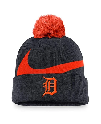 Nike Men's Navy Detroit Tigers Swoosh Peak Cuffed Knit Hat with Pom