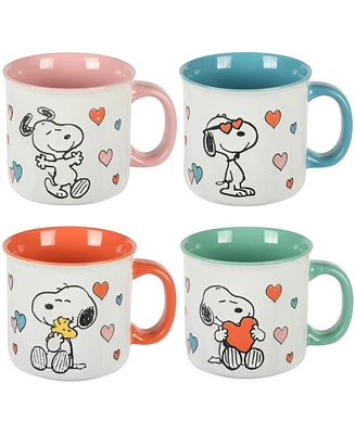 Peanuts Mothers Love 4 Pack Large 21 Oz Camper Stoneware Mugs