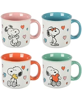 Peanuts Mothers Love 4 Pack Large 21 Oz Camper Stoneware Mugs