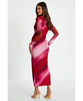 Quiz Women's Ombre Stripe Long Sleeve Maxi Dress