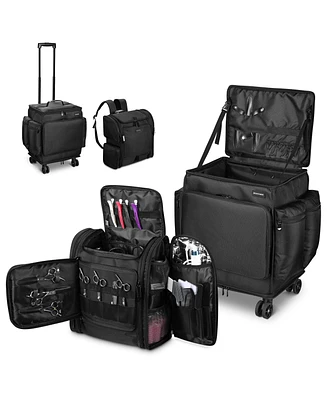 Byootique Soft Rolling Hair Stylist Train Case w/ Hair Tools Travel Bag Backpack