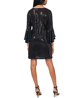 Msk Metallic Bell-Sleeve Dress