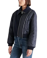 Steve Madden Women's Storm Mixed-Media Bomber Jacket