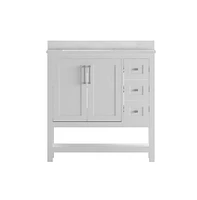 Merrick Lane Vigo Bathroom Vanity With Ceramic Sink, Carrara Marble Finish Countertop, Storage Cabinet Soft Close Doors