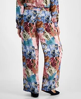 Jm Collection Women's Printed Satin Pants, Created for Macy's