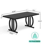 Tribesigns Executive Desk, 63 inch Large Modern Computer Desk with Metal Geometric Base, Conference Table for 4-6 People
