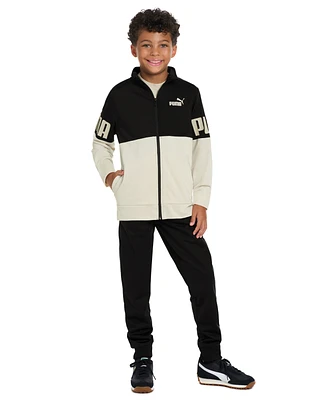 Puma Big Boys 2-Pc. Colorblocked Full-Zip Track Jacket & Solid Joggers Set