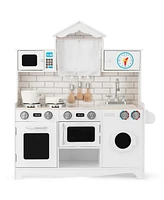 Sugift Wooden Kids Kitchen Pretend Play Toys with Washing Machine