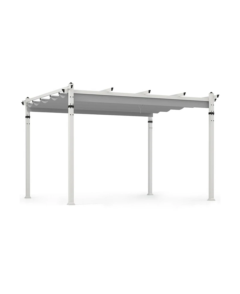 Slickblue Outdoor Pergola with Retractable Canopy and Aluminum Frame