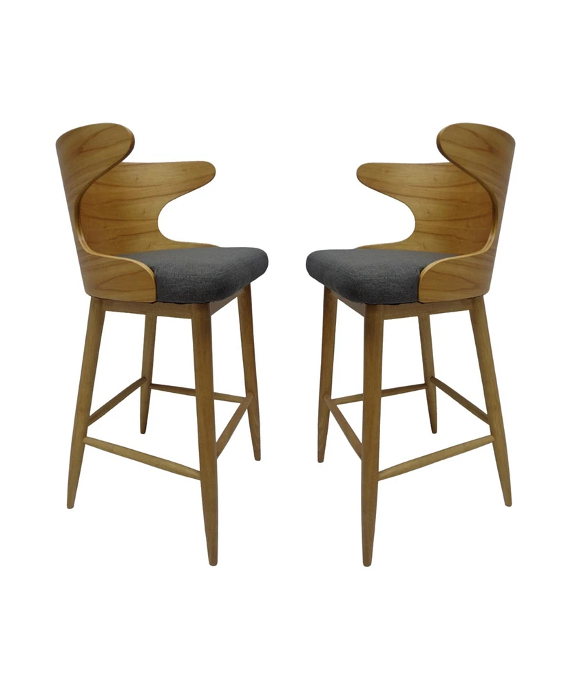 Simplie Fun Mid-Century Modern Upholstered Rubberwood Bar Chair